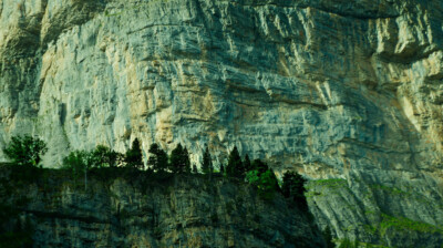 Sous le bleuté de la paroi